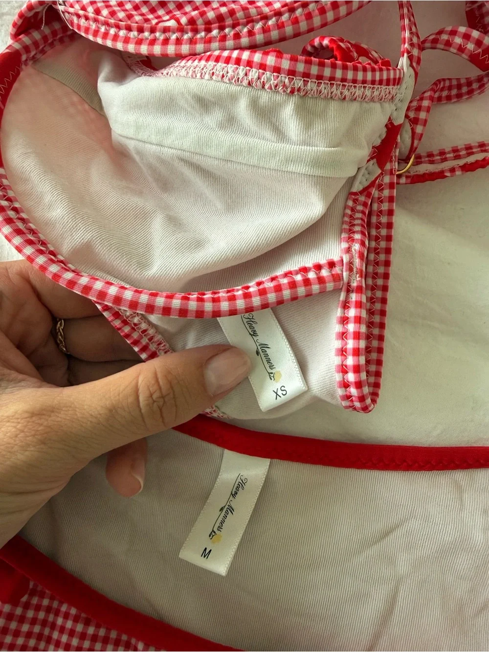 Heavy Manners Little Red Gingham Bikini Set
